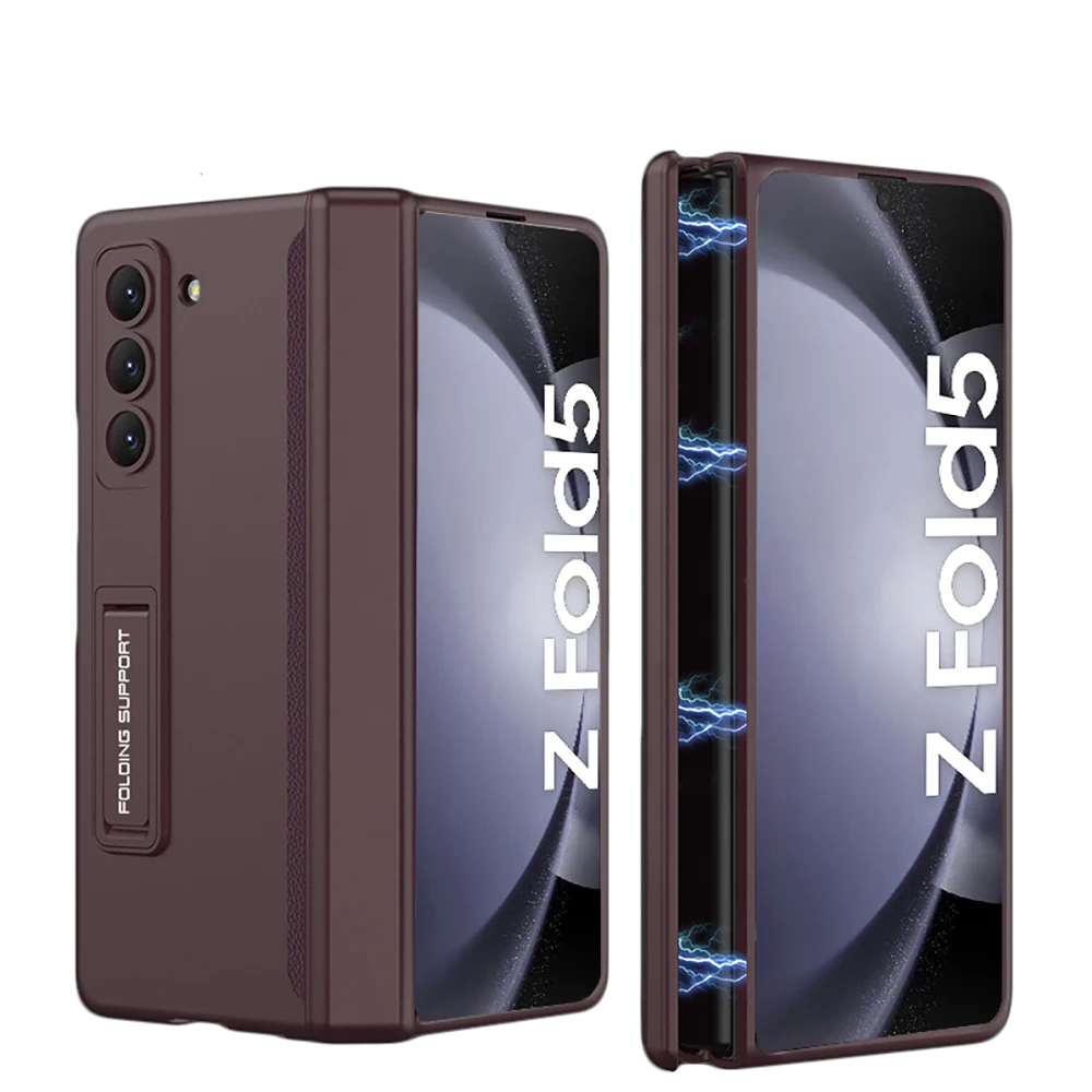 For Samsung Galaxy Z Fold 5 Case Ultra Thin Matte Bracket Magnetic Folding Hingle Shockproof Protection Hard Cover Accessories