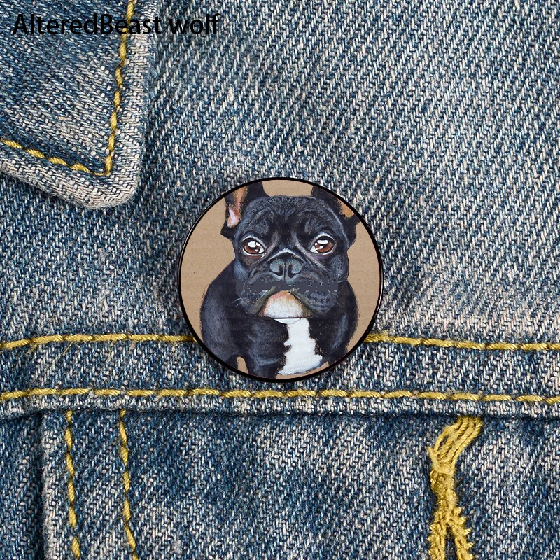 

French Bulldog Printed Pin Custom Funny Brooches Shirt Lapel Bag Cute Badge Cartoon Cute Jewelry Gift for Lover Girl Friends
