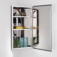 Wall-mounted Stainless Steel Wall Cabinet Simple Modern Bathroom Bright Corner Cabinet Bathroom Mirror Cabinet