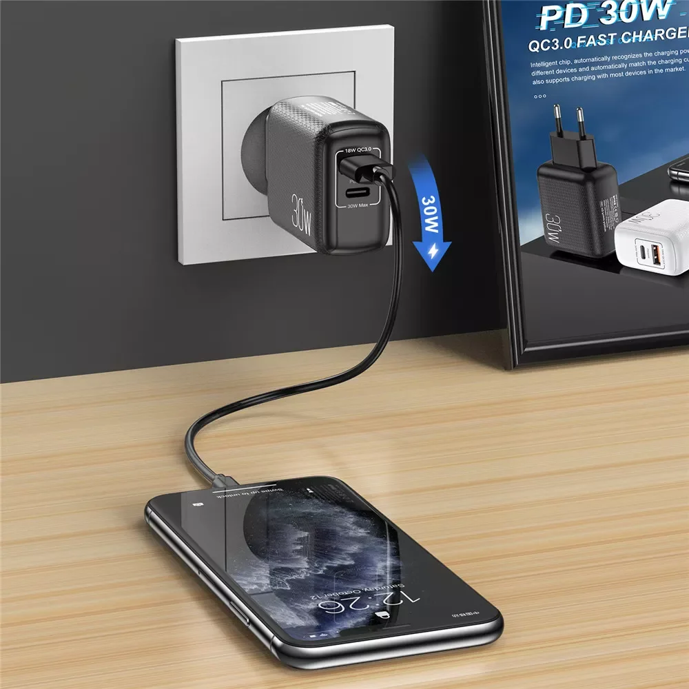 PD 30W USB C Quick Charge PD QC 3.0 Type C Fast Charging For iPhone Wall Mobile Phone Charger