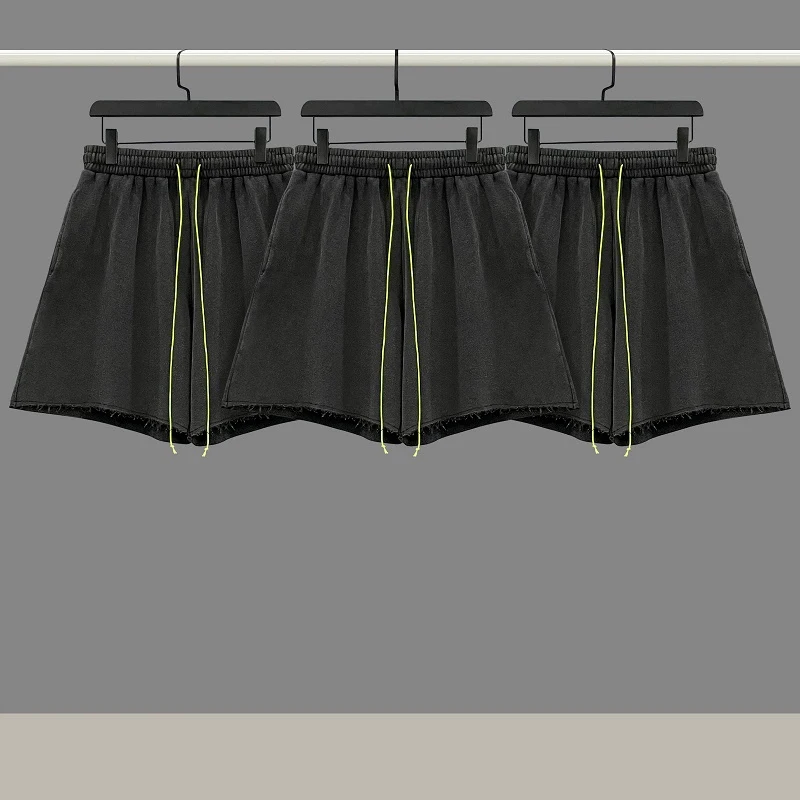 

Askyurself – short de sport surdimensionné pour hommes et femmes, avec fil doré, délavé à fleurs, de haute qualité, à cordon de