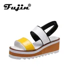 Fujin 6,5 см платформа клиновидные сандалии обувь на липучке женская летняя обувь пляжная обувь Шлепанцы высокий каблук сандалии Mujer 2022