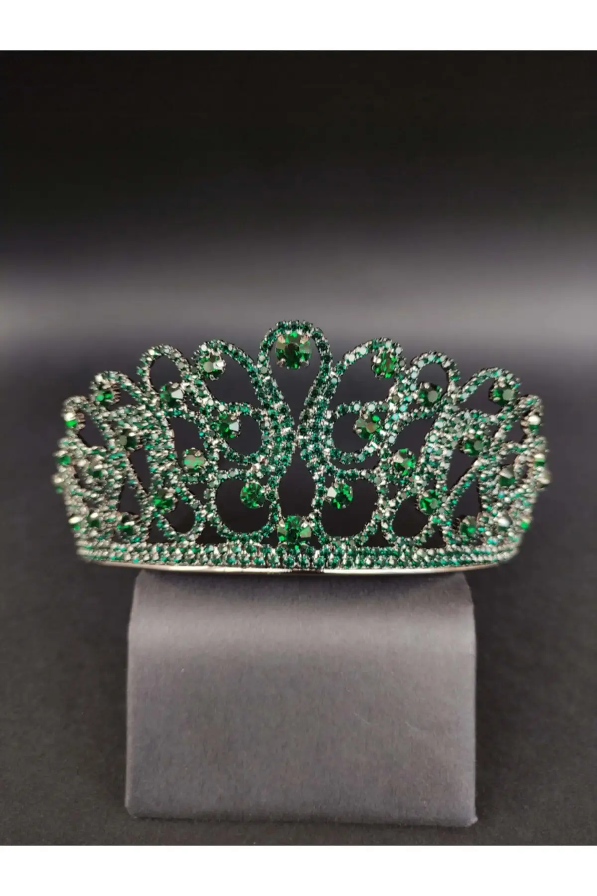 

Bridal Accessories Black Metallic Bridal Crown With Green Crystal Stone Wedding Handmade For Bride And Bride