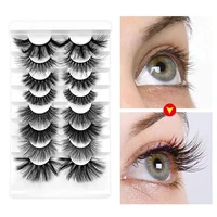 8 pairs false eyelashes 3d wispy lashes long thick volume fake eyelashes reusable fluffy lashes eye makeup tool 2022 new fashion
