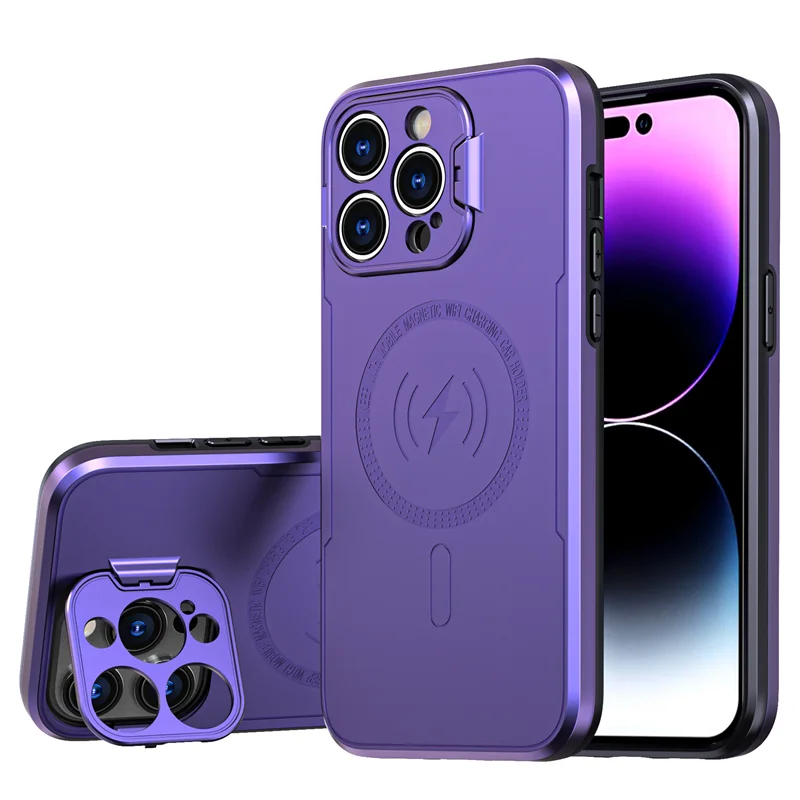 

Hidden Bracket Holder Magnetic For Magsafe Case For iPhone 14 13 12 Pro Plus Max Wireless Charging Defender Hybrid Armor Cover