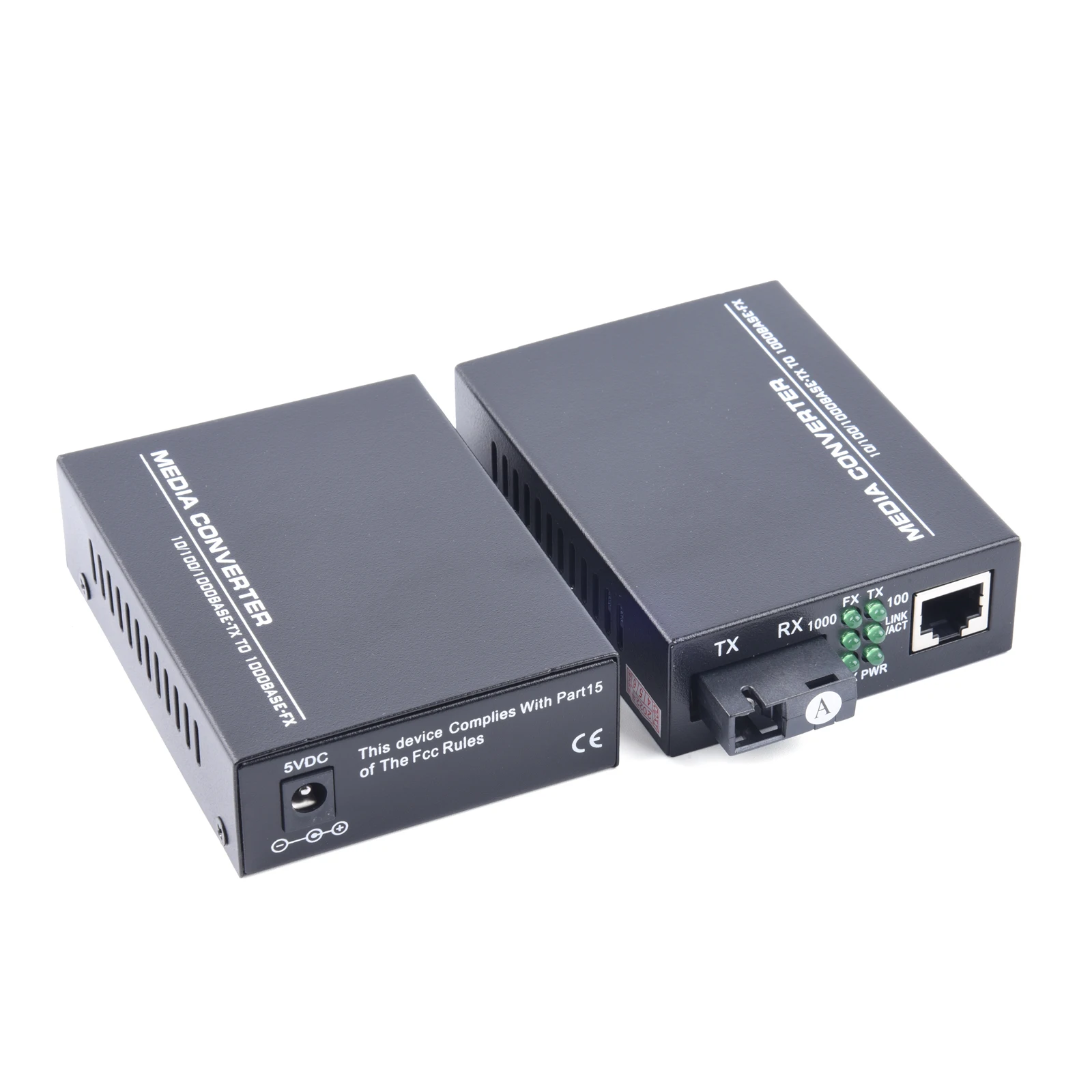 HTB-GS-03 Gigabit Fiber Optical Media Converter 10/100/1000Mbps Single Mode to RJ45 20KM UPC/APC SC-Port External Power Supply