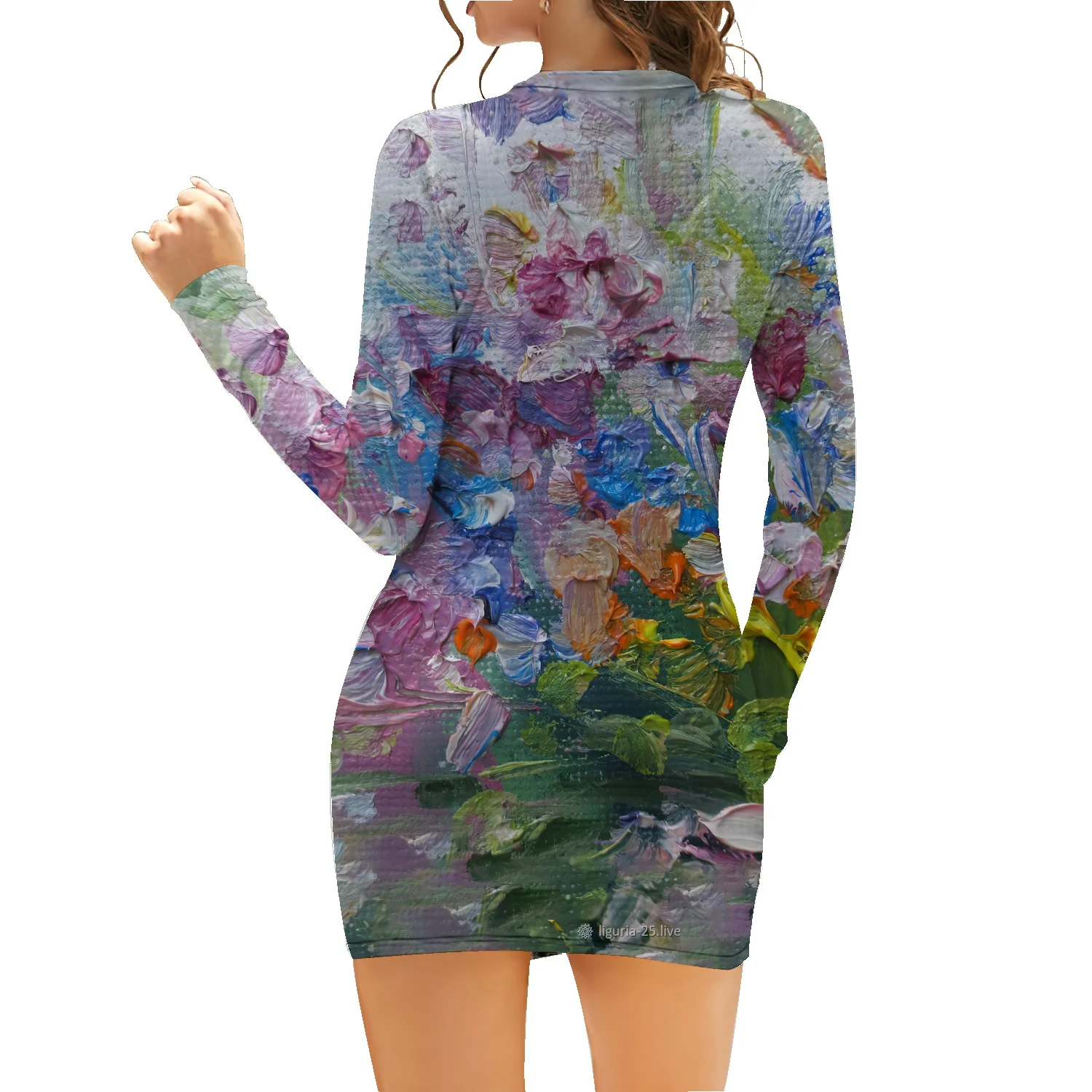 

Женская облегающая юбка с длинным рукавом, привлекательная облегающая хлопковая юбка на молнии с V-образным вырезом, романтичная юбка с цве...