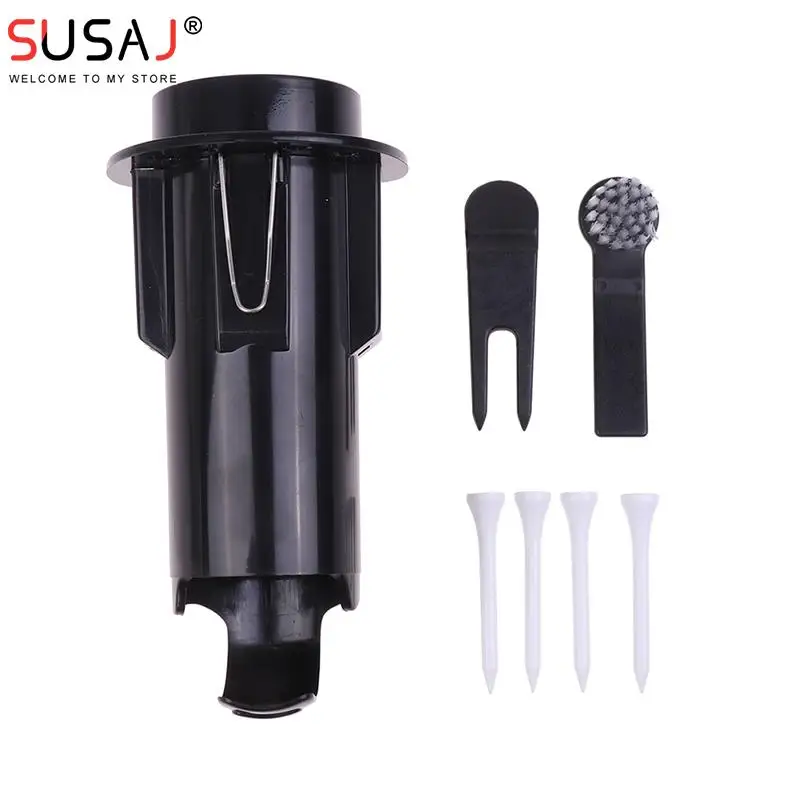 

Golf Ball Tee Holder Golf Clip Caddy With Brush Three Ball Cup Fittings Golf Accessories Portable Storage Golf Ball Tee Holder