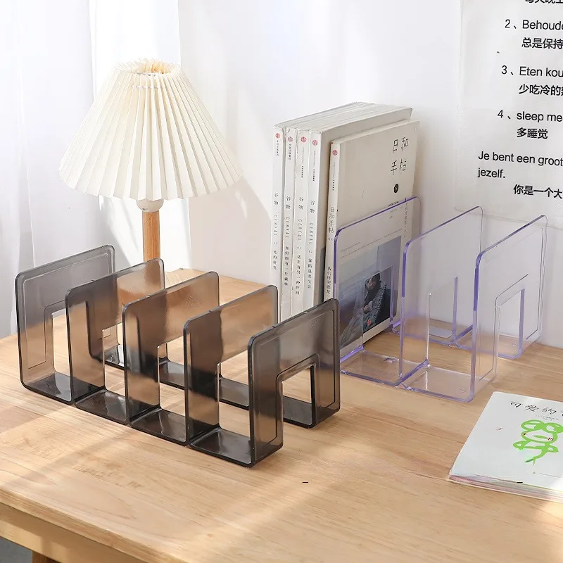 

Acrylic Transparent Bookends Book Display Stand Holder Four-frame Book Stand Document Holder Stand Desk Organizer Bookend