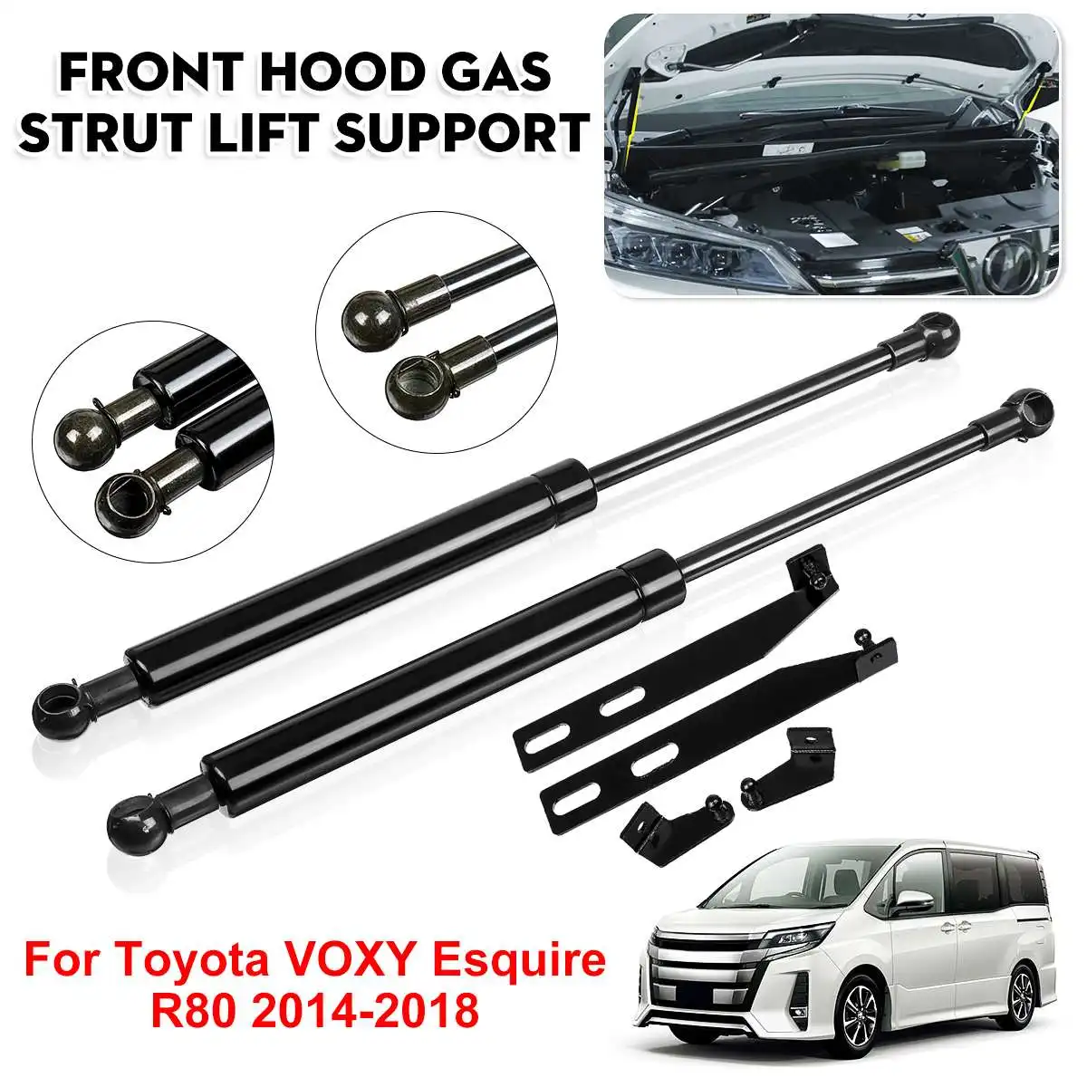 

2X Front Engine Cover Bonnet Hood Shock Lift Struts Bar Support Arm Gas Spring For Toyota VOXY Esquire R80 2014 2015 2016 - 2018