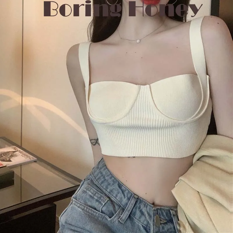 

Boring Honey Y2k Clothes Women Summer Sling Knitting Hot Chick Vest Sexy Tops European And American Style Chic Women's Top