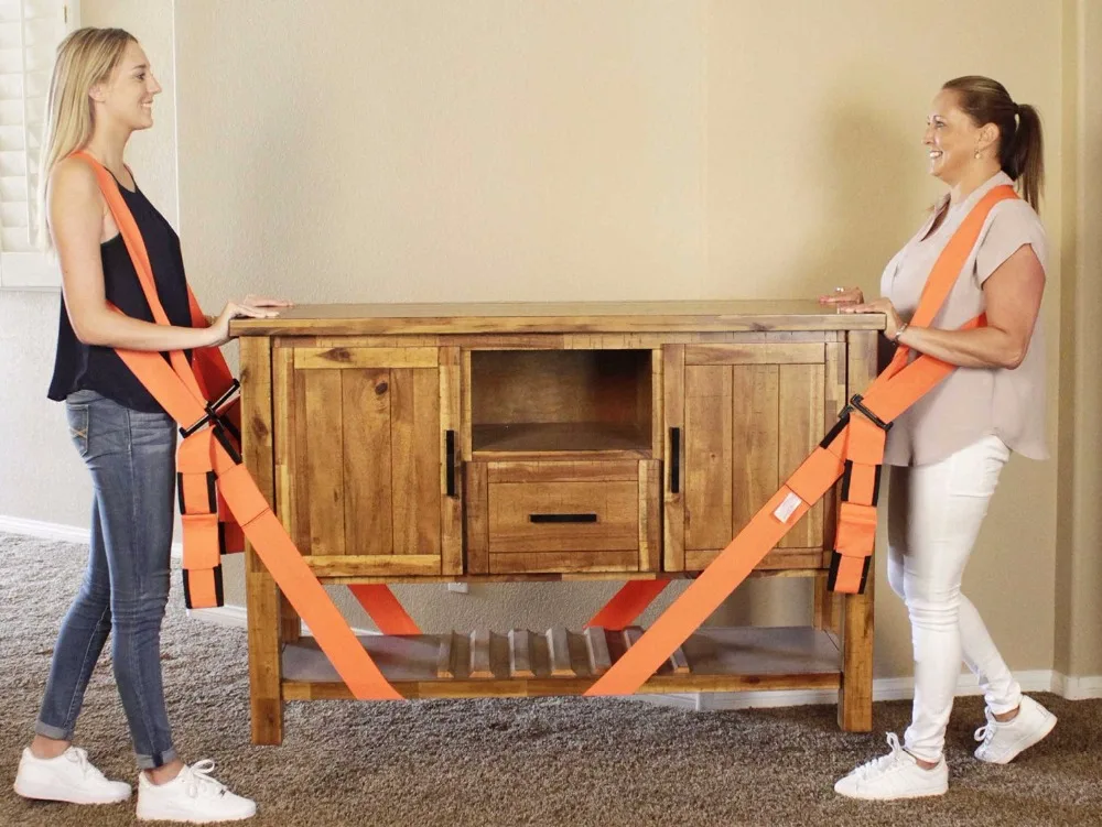 

2PCS Lifting Moving Strap Furniture Transport Belt In Shoulder Straps Orange Team Straps Mover Easier Conveying Storage
