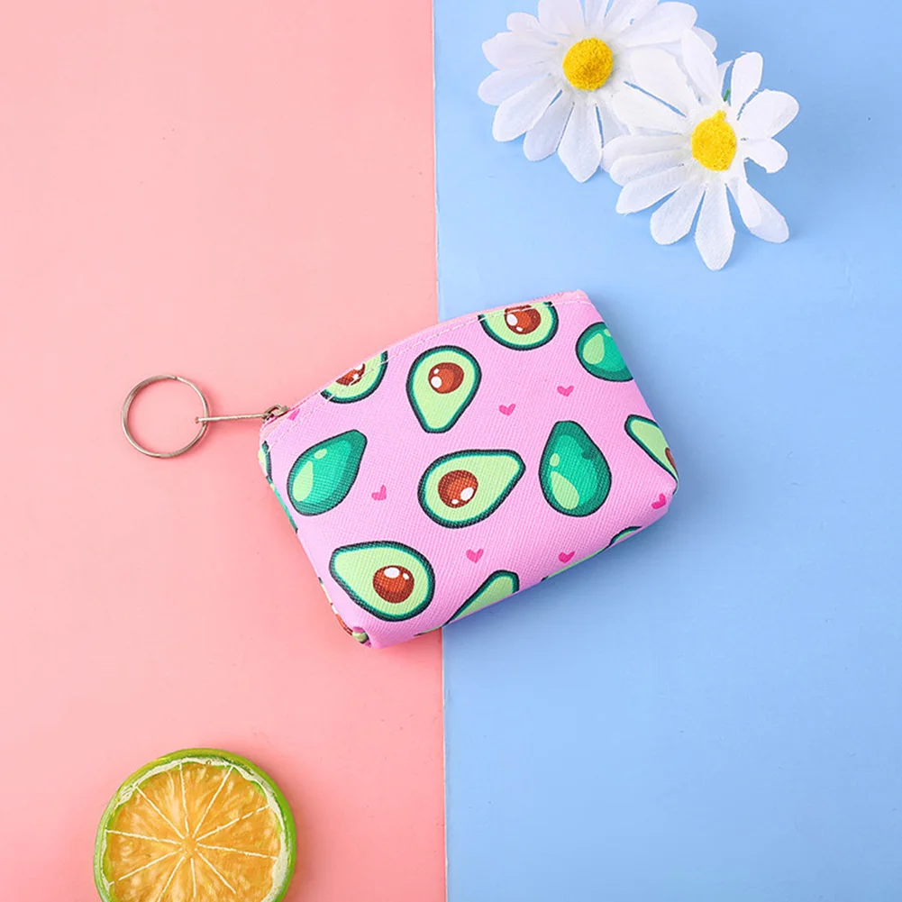 Purse Card Holder Coin Bag Wallet Storage Pouch Key Pouch Card Bag  Avocado Zipper Waterproof Cute Portable Personalized