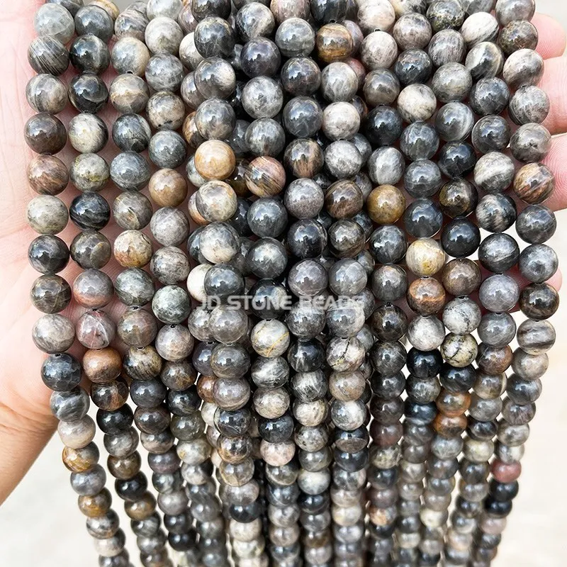 

Круглые бусины из драгоценных камней, темный черный лунный камень, 6/8/10 мм