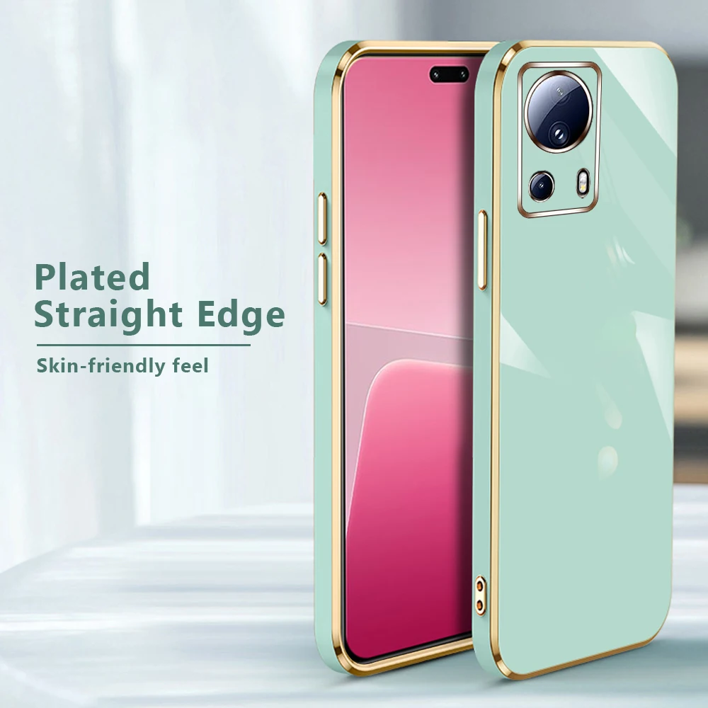 Мягкий чехол с гальваническим покрытием и прямым краем для Xiaomi 13 Lite Xioami 13 Lite Xiao mi13 Lite Противоударная невидимая подушка безопасности