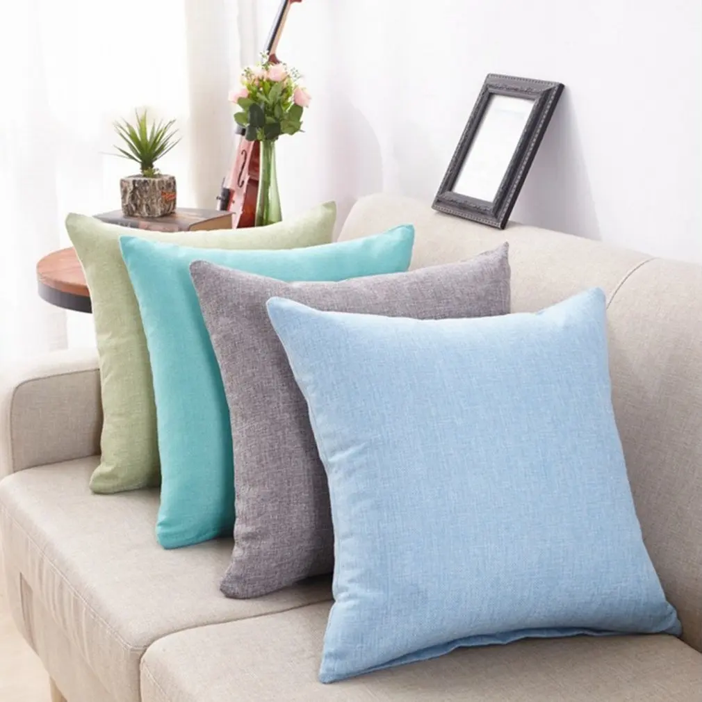 

Solid Color Simple Pillow Cushion Soft Comfortable Linen Pillow Bedroom Sofa Cushion For Home Office Car Use Sleeping Pillows