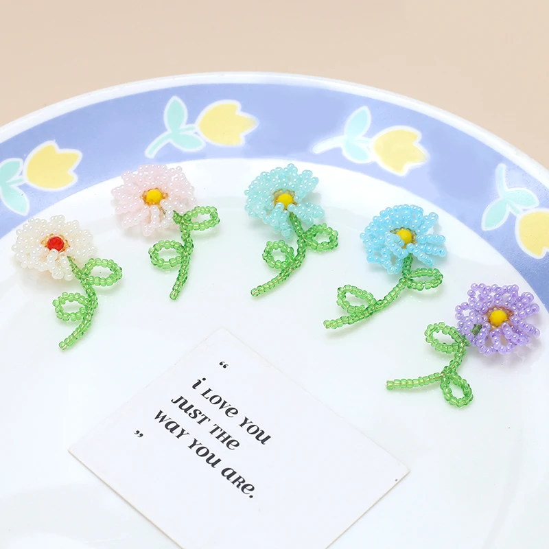 

1 piece crystal woven glass rice beads exquisite flower pendant DIY jewelry discovery Necklace hair accessories materials