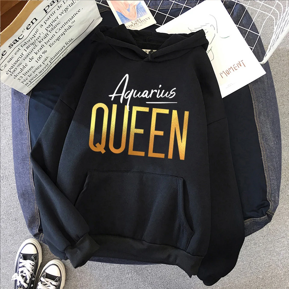 

Women Hoodies Casual Kpop Aquarius Queen Pattern Hoody Sweatshirts Fashion Hoodie Long Sleeve Female Pullovers Streetwear Men