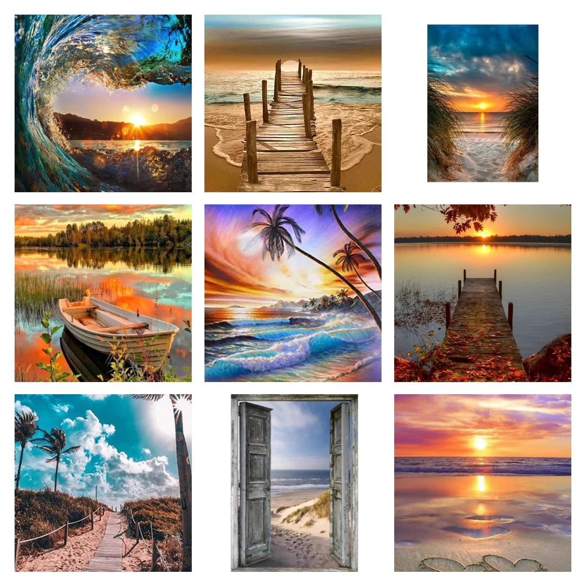 

5D DIY Diamond Painting Landscape Sunset Full Round Drill Diamond Embroidery Mosaic Beach Cross Stitch Kits Home Decoration Gift
