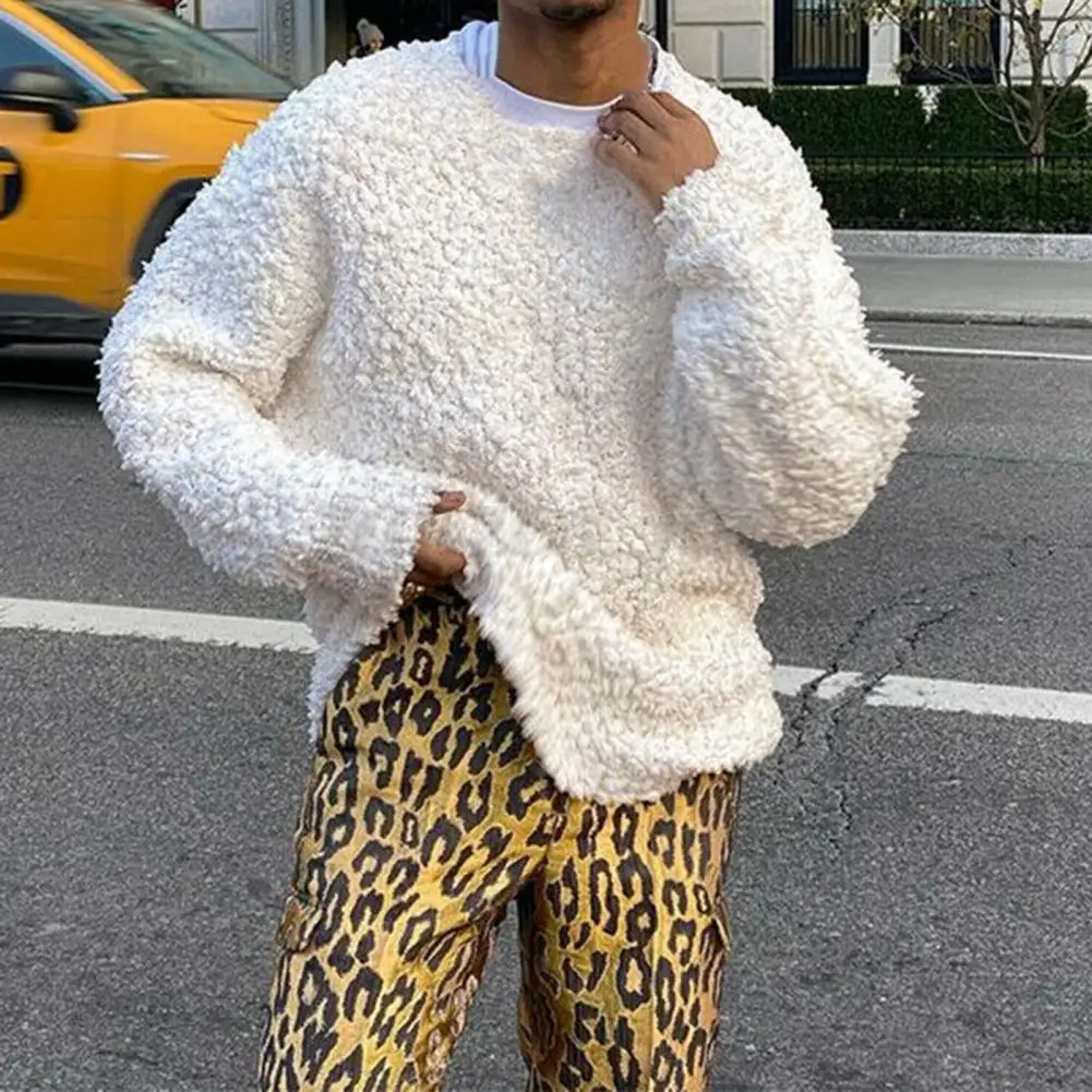 

Свитшот мужской однотонный с круглым вырезом, плюшевая толстовка, свободный Свитшот оверсайз, одежда для повседневной носки, на весну