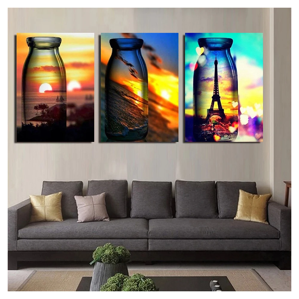 

Полная круглая/квадратная Алмазная вышивка ручной работы закат в бутылке вышивка крестиком алмазная живопись мозаика пейзаж Картина домаш...