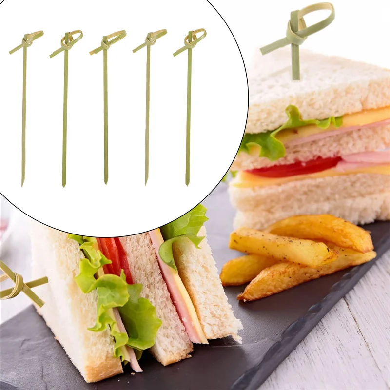 500 упаковок бамбуковых наборов для коктейлей зубочистки бамбуковые шампуры