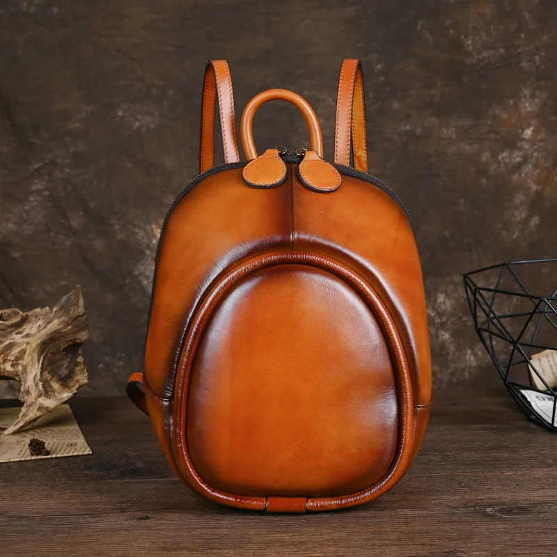 

New Leather Women's Backpack Vintage Hand-Rub Color Casual Soft Leather Backpack First Layer Cowhide Mom Bags