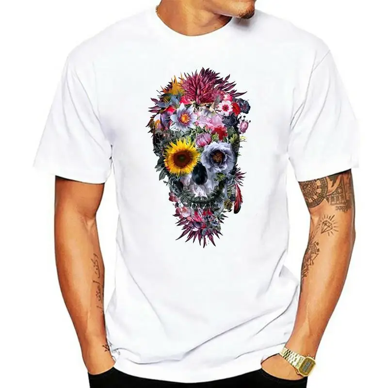 

2023 New summer colorful flowers print men T Shirt Voodoo Skull design punk T-Shirt cute boy Tops fashion cool casual Tee