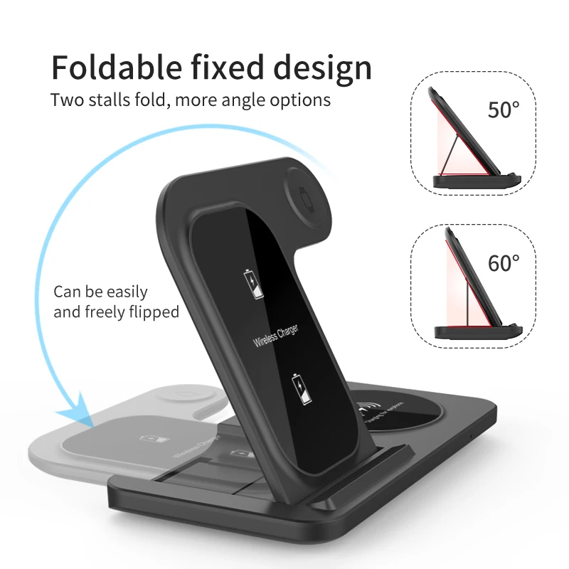 qi wireless charger stand for iphone 13 12 11 xs xr 8 3 in 1 15w fast charging dock station for airpods pro apple watch iwatch 7 free global shipping
