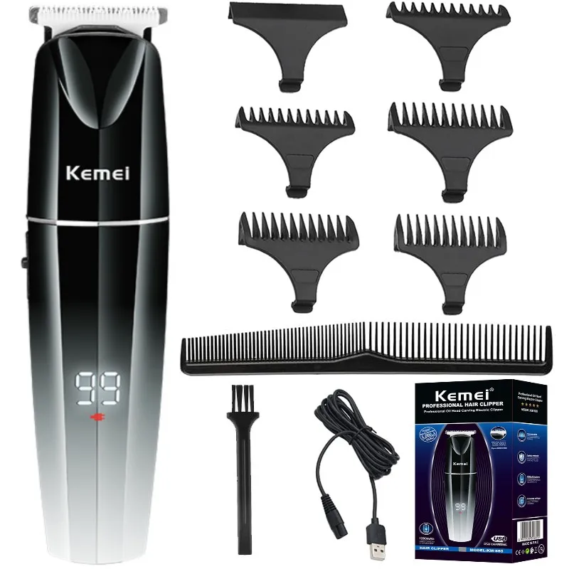

2022 Kemei KM-880 New Diamond Carving Electric Clipper LCD Display Oil Head Clipper Home Shaving Hair Clipper Self-Help Trimmer