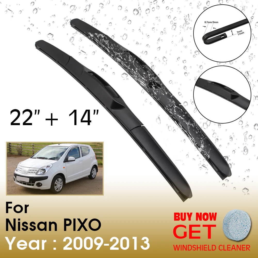

Car Wiper Blade For Nissan PIXO 22"+14" 2009-2013 Front Window Washer Windscreen Windshield Wipers Blades Accessories