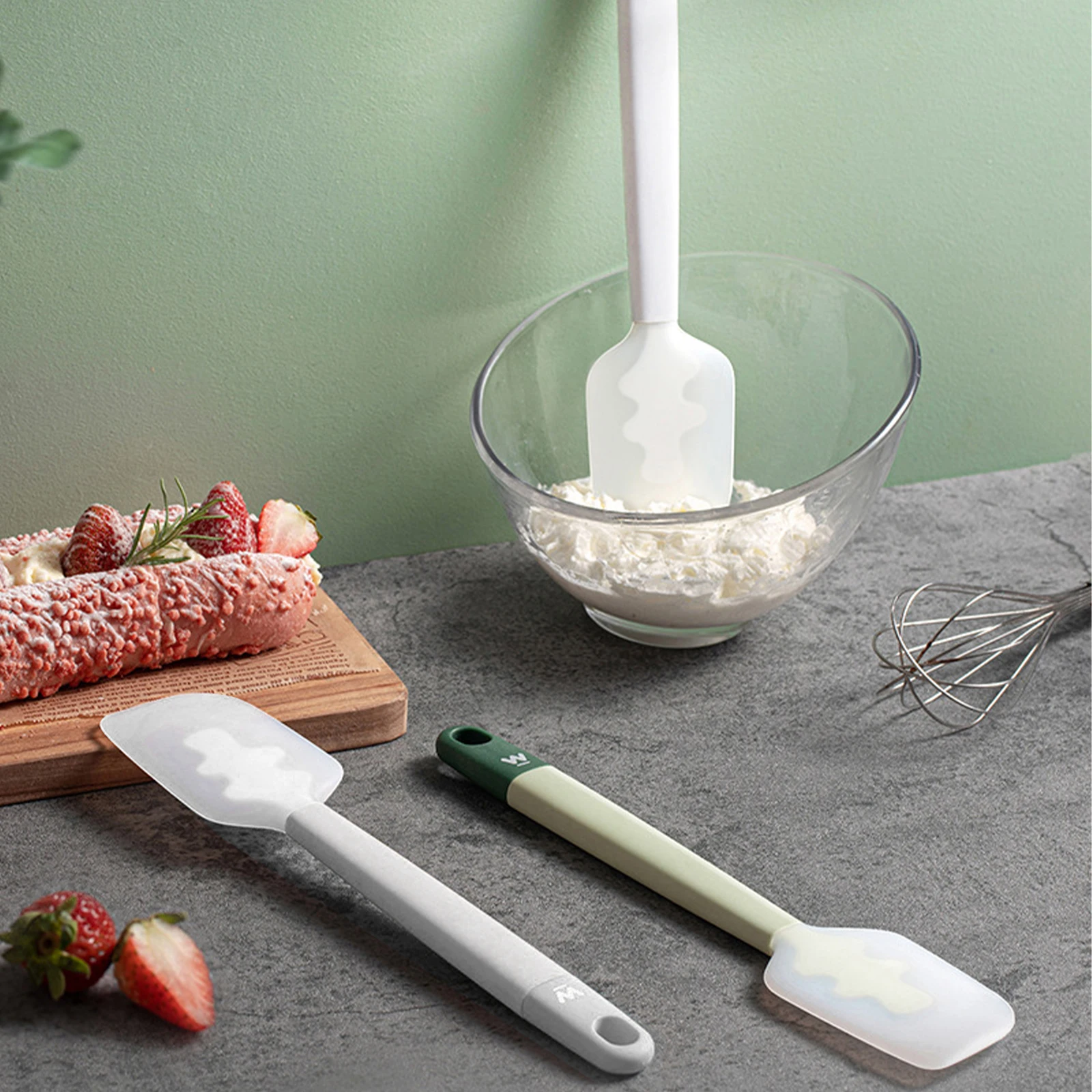 

1 Pcs Food Silicone Scraper Cake Spatula High Temperature Resistant Household Integrated Baking Cream Shovel Stirring Tool