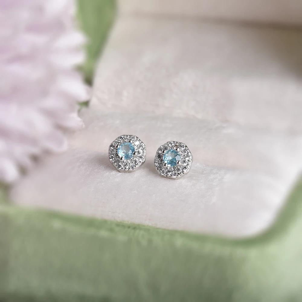 ITSMOS Aqua апатитовые серьги синие серьги-гвоздики кристалл крошечные бриллианты