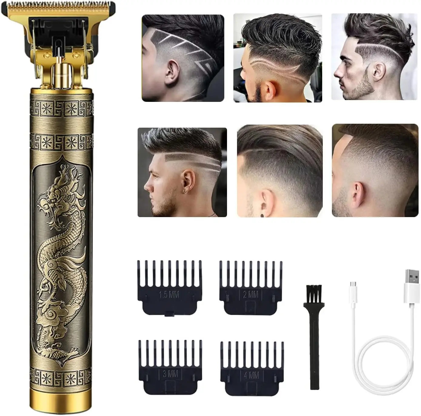 

Беспроводной триммер для волос T9, перезаряжаемый триммер для бороды, бритва, триммер для мужчин, машинка для стрижки, бритье с направляющими расчески