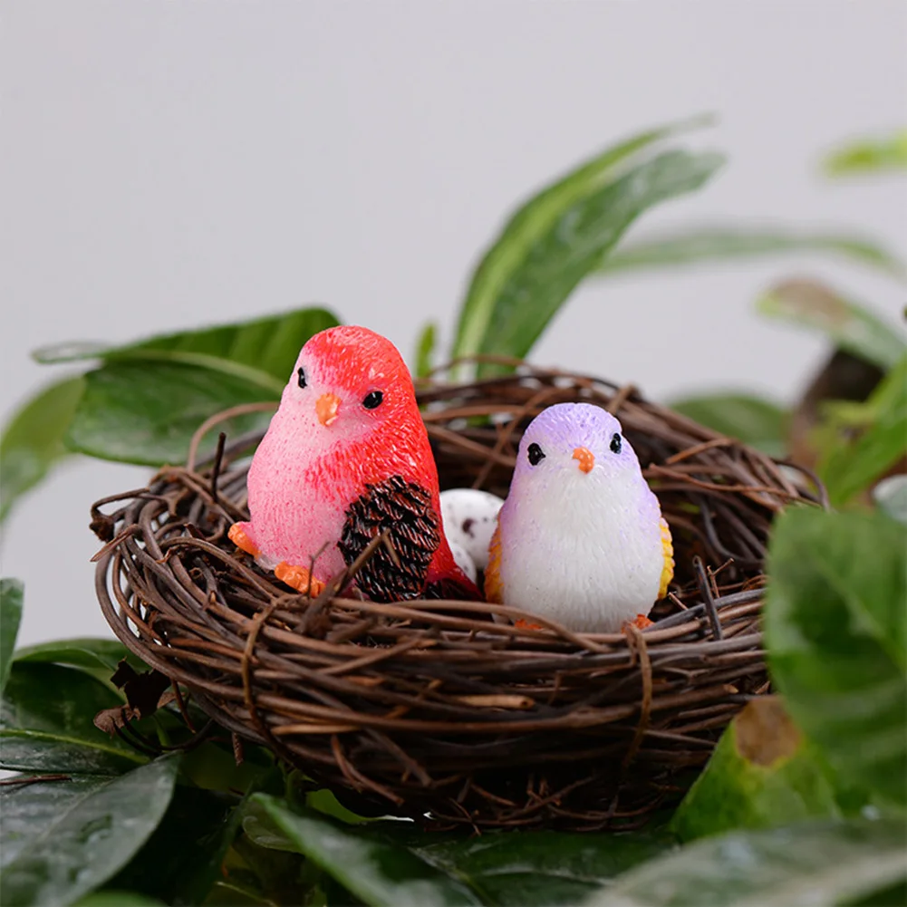 

4PCS Resin Birds Artificial Garden Decoration Succulent Plants Landscape Model Ornament Miniature Resin Birds Figurines