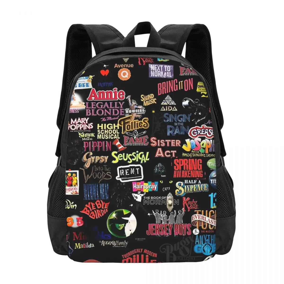 Musical Logos Black Backpack for Girls Boys Travel RucksackBackpacks for Teenage school bag