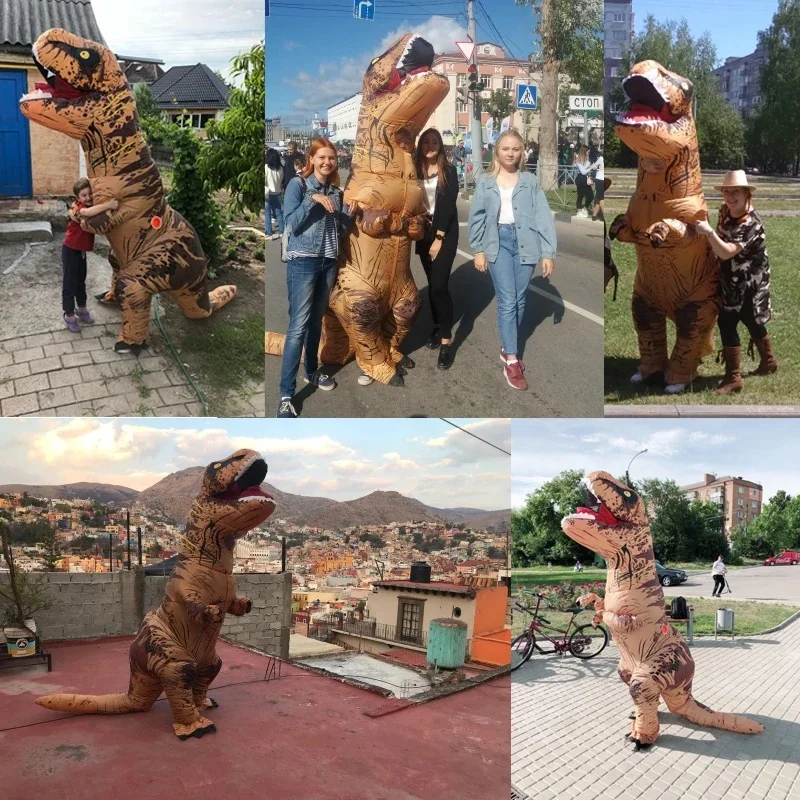 Фото Надувной костюм динозавра Тираннозавра Ти-Рекс 11T-rex для детей и взрослых, для ролевых игр, Хэллоуина, маскарада, вечеринки №2