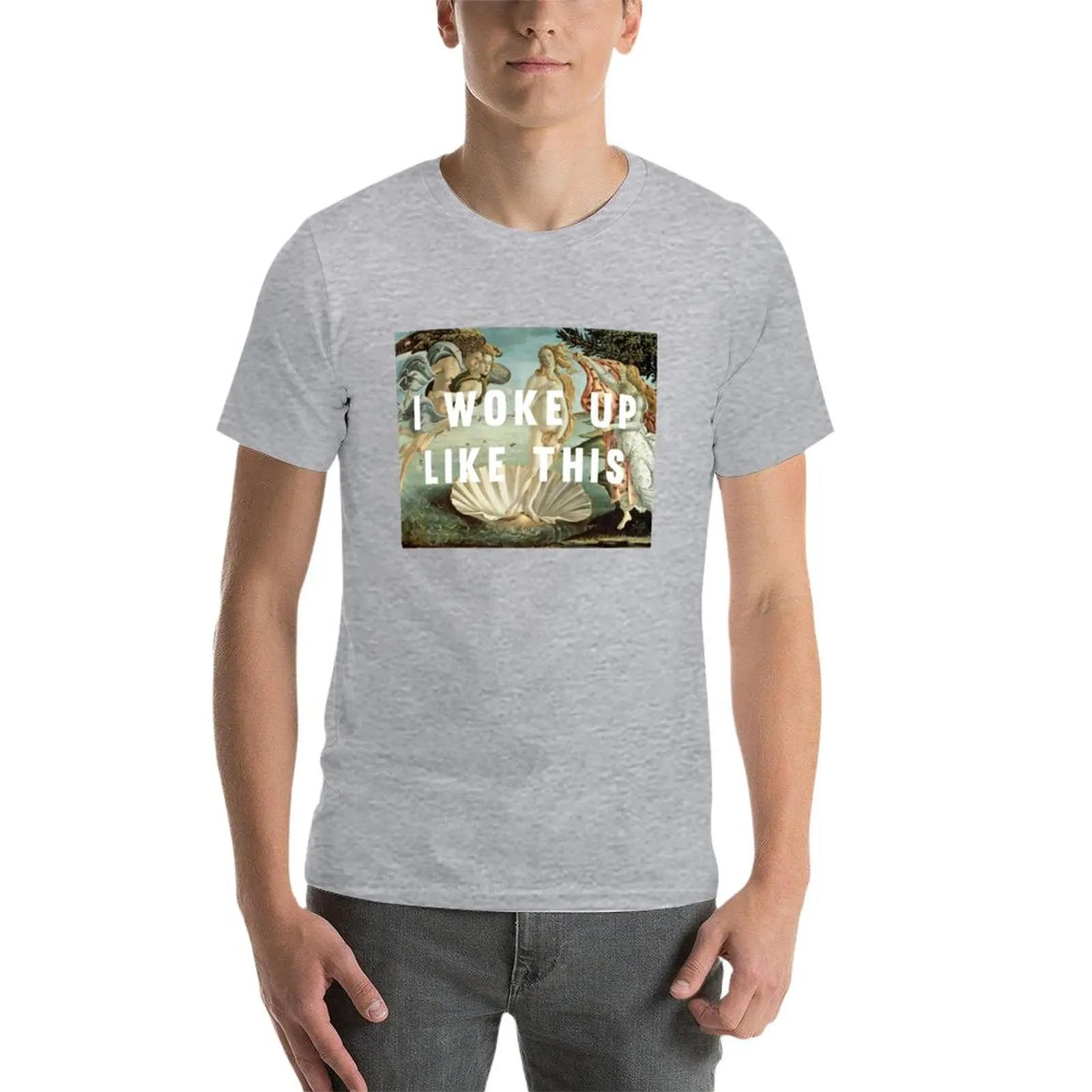 Я проснулся как эта футболка милые мужские топы funnys хлопковые футболки