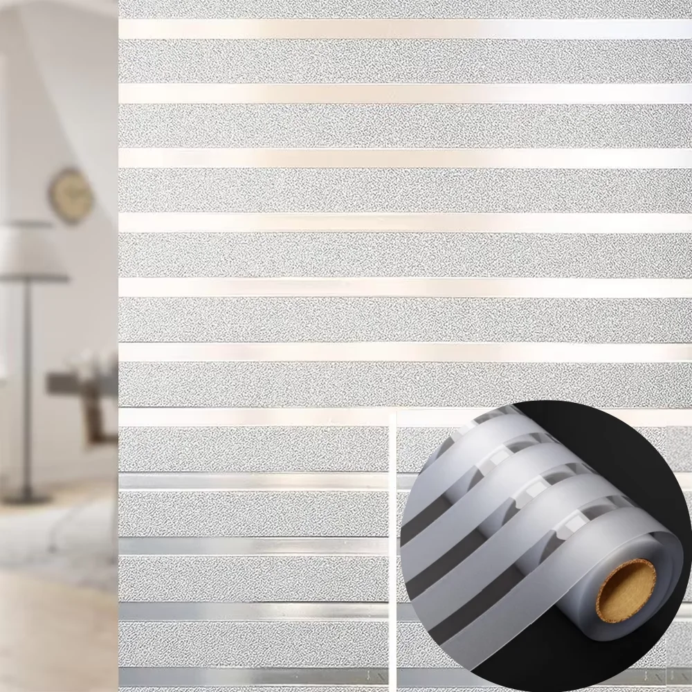Оконные пленки для конфиденциальности, самоклеящиеся наклейки с матовой полосой, анти-УФ-без клея, съемные статические липкие пленки для домашнего офиса, ванной комнаты