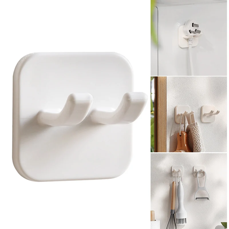 

Plug Hook Punch-Free Strong Power Transparent Paste Wire Kitchen Socket Storage Rack Solid Color Door Hooks Storage Accessories