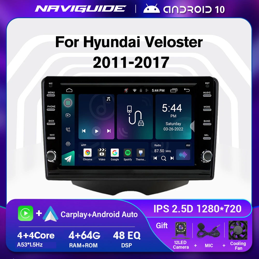 

Автомобильный радиоприемник 2DIN Android 10 для Hyundai Veloster 2011-2017 IPS, автомобильный стерео GPS-навигатор, Bluetooth плеер, автомобильное радио BT Carplay