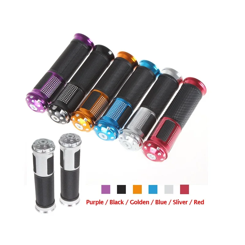 

1 Pair Universal Motorcycle Grips Rubber Motorbike ATV Porous Carved Handlebars Replacement Hand Anti Slip Black Red Gold Silver