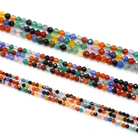 natural crystal stone beads round shape faceted colorful agate stone charm for jewelry making necklace bracelet earrings