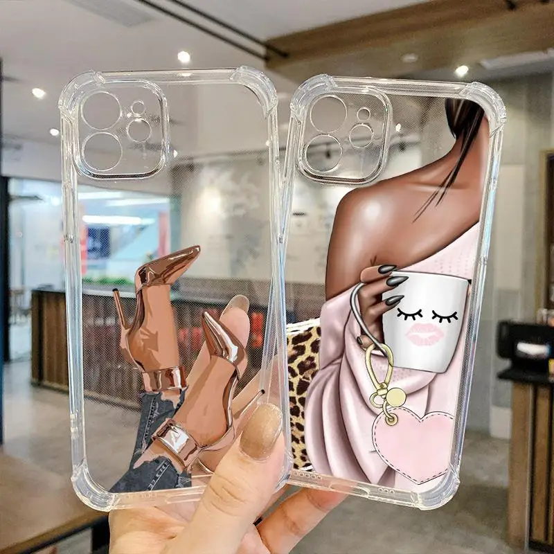 

Trendy Women Transparent Case For iPhone Se SE 2020 X Xr Xs 8 Plus 6 6s 7 7P 11 12 13 Max Pro Mini 16nu Soft Cartoon Cool Etui