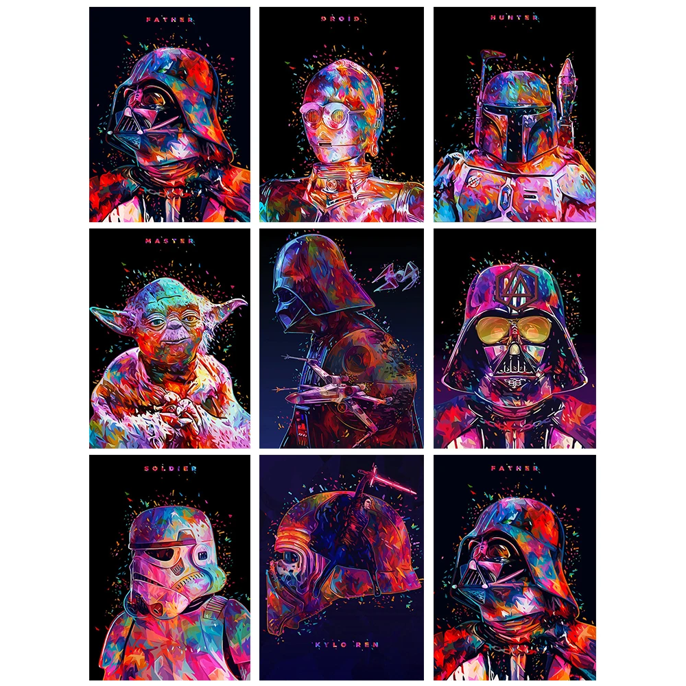 

5D Diy Diamond Painting Star Wars Character Darth Vader Anakin Skywalker Master Yoda Hero Movie Poster Art Home Decoration Jh075