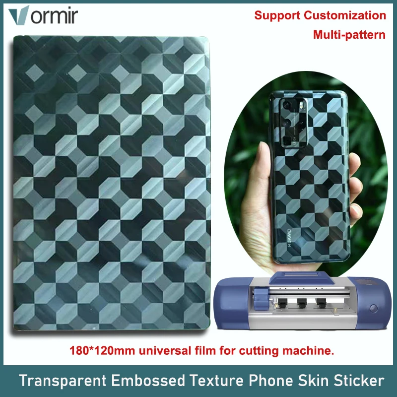 Vormir 50 Pcs Transparent Embossed Stickers for Cellphone Skins Texture Print Back Cover Housing Protective Films for Cutter