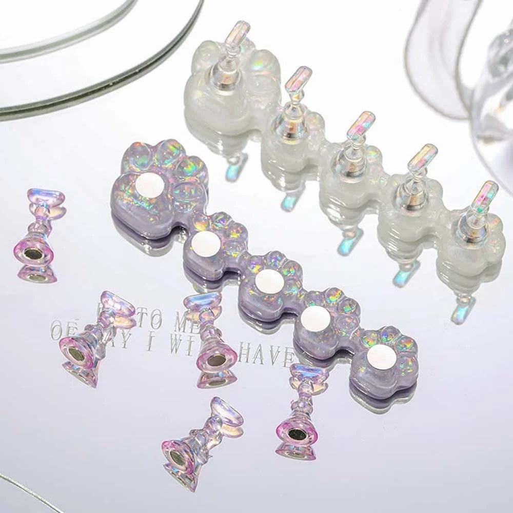 

Cat Claw Manicure Stand for Press on Nails Aurora Resin Showing Shelves Nail Display Magnetic Holder Manicure Organizer Tools