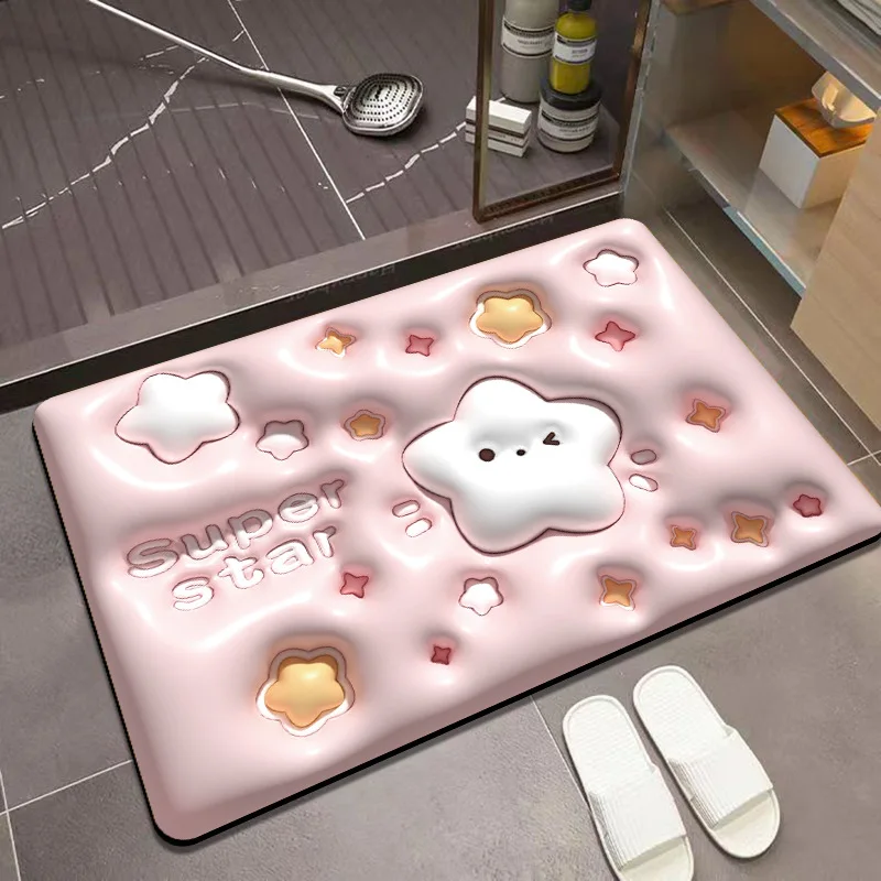 

Cute Door Flower Creative Rug Shower Bath Absorbent Entrance Bath Bathroom Nonslip Mat Mats Side Carpet Floor Mat Mat Bathtub