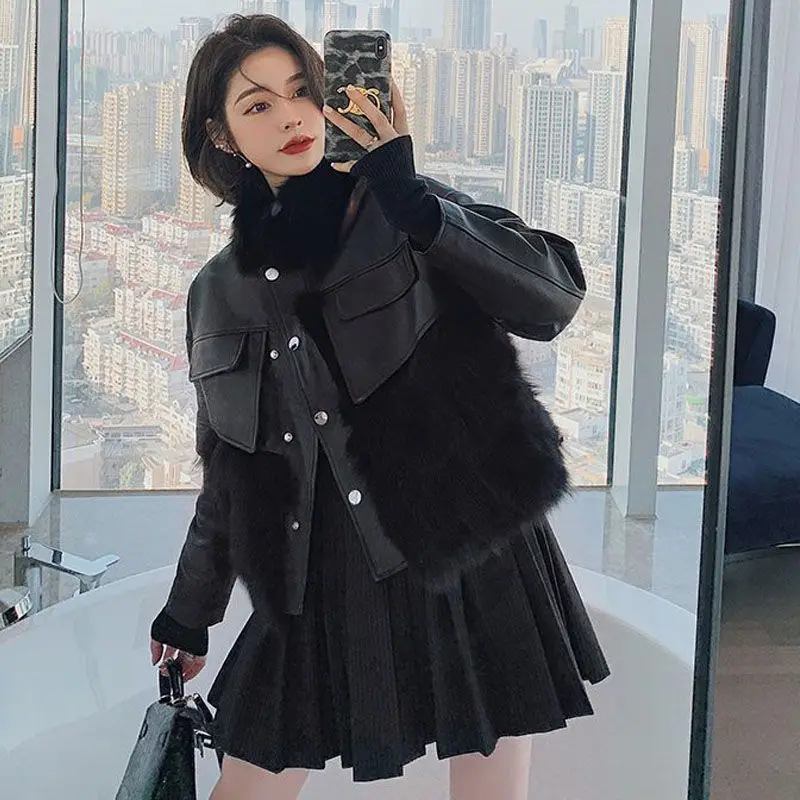 Autumn and Winter New Imitation Fox Fur Imitation Fur Coat Female Imitation Sheep Skin Loose Look Thin Young Leather Coat