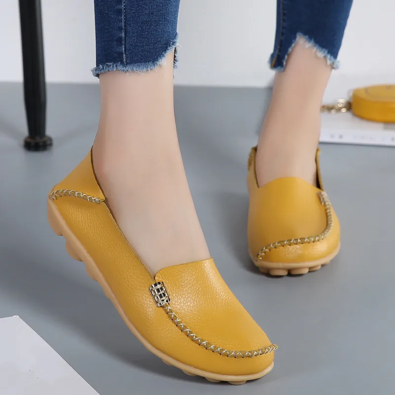 

Туфли женские из воловьей кожи, повседневная нескользящая обувь для медсестер, удобные, белые, большие размеры, весна-лето